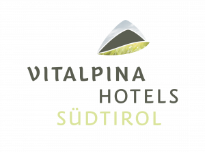 Logo mit stilisierter Bergsilhouette über dem Schriftzug 'VITALPINA HOTELS SÜDTIROL'