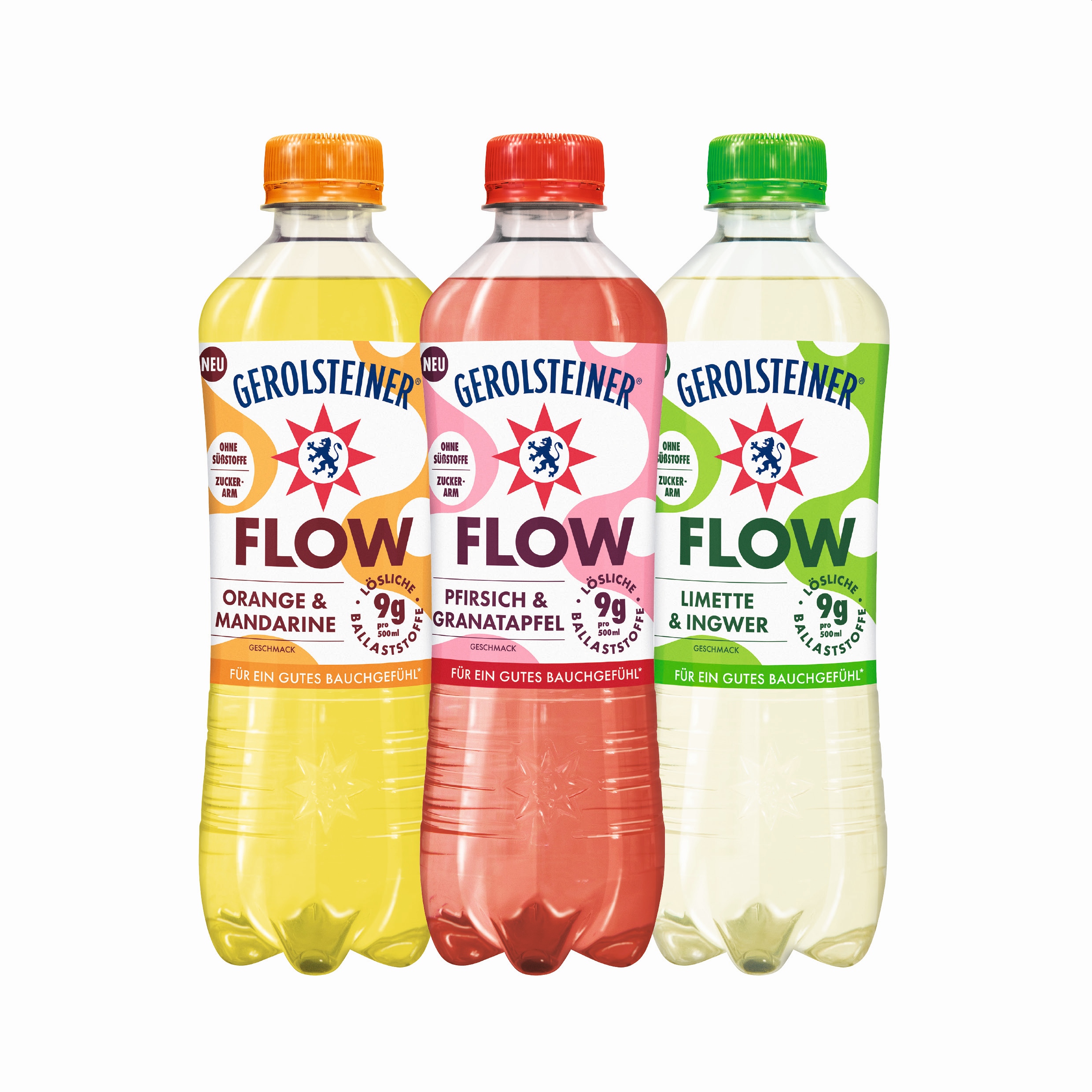 Verschiedene Getränke der Gerolsteiner Flow Range