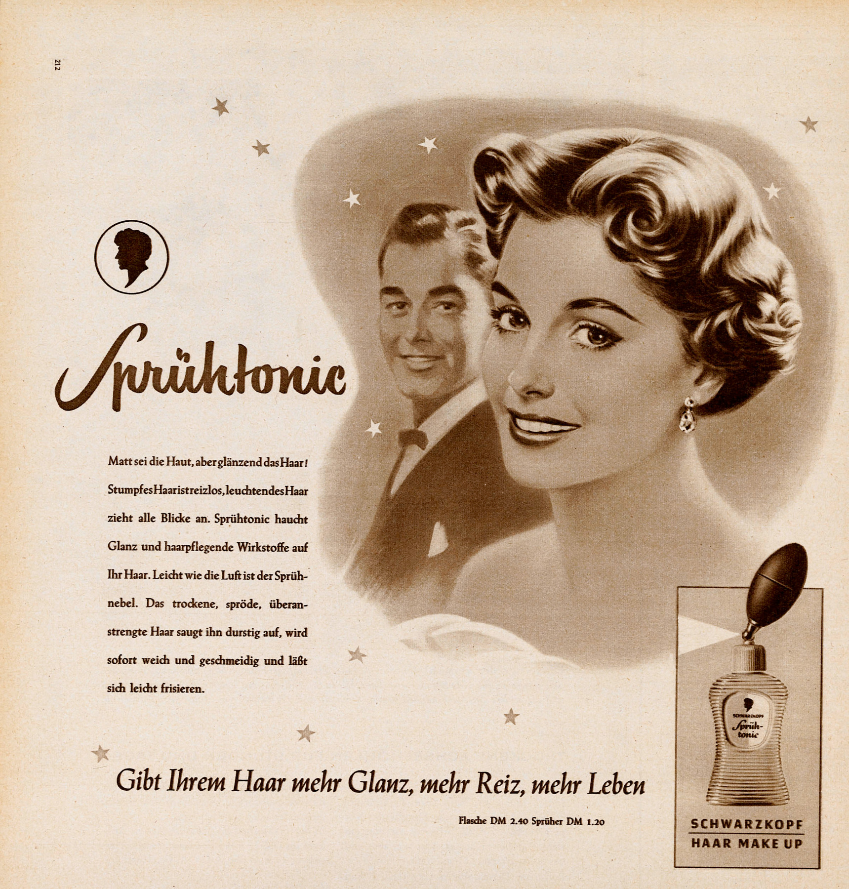 Werbeanzeige Gliss Sprühtonic 1952
